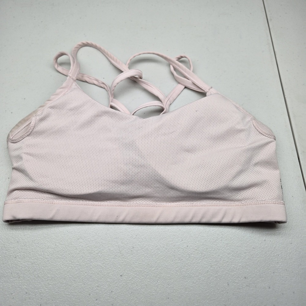 Nike Women Sports Bra L Pink DRI FIT Wireless Mesh Crossback READ
